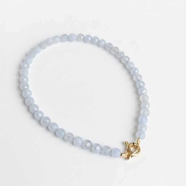 Kamienie szlachetne - Chelcedon bransoletka kulka faset 3mm