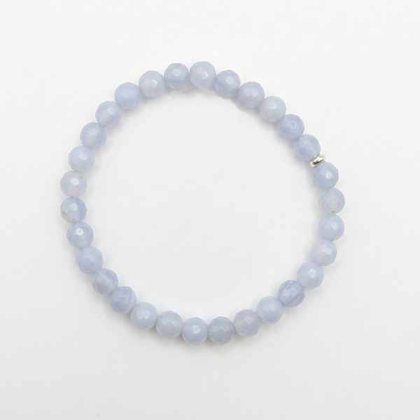 Kamienie szlachetne - Chelcedon bransoletka kulka faset 6mm