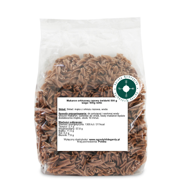 Makaron orkiszowy razowy świderki 500 g, MO500SR