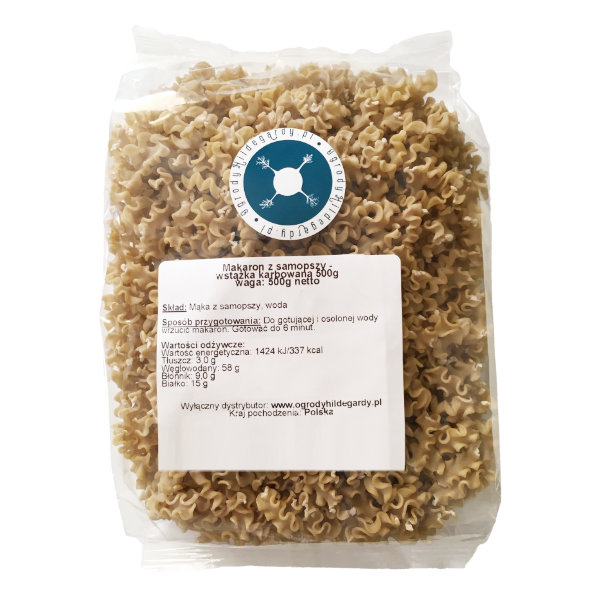 Makaron z samopszy wstążka karbowana 500g, MS500WK