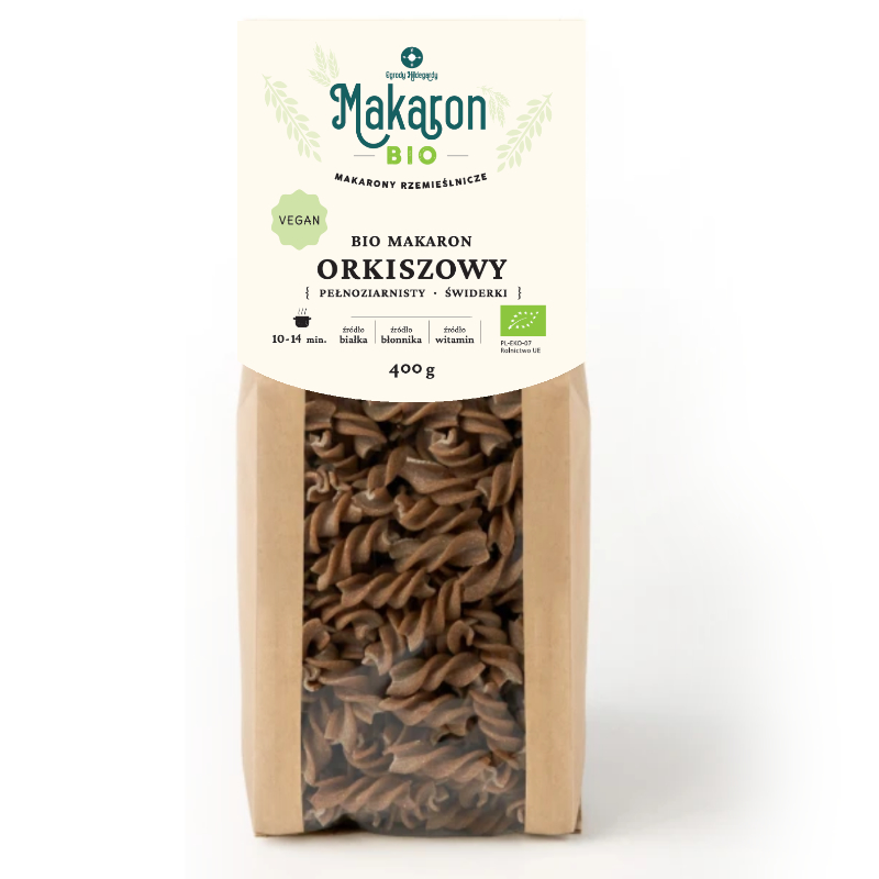 Makaron Orkiszowy Pełnoziarnisty BIO vegan Świderki 400 g. Makaron Orkiszowy Pełnoziarnisty BIO vegan Świderki 400 g., Makaron Orkiszowy Pełny Świderki